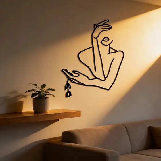 Quadro vazado decorativo mulher com flor | em MDF 3mm - acompanha dupla face