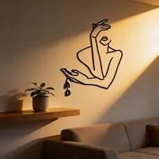 Quadro vazado decorativo mulher com flor | em MDF 3mm - acompanha dupla face