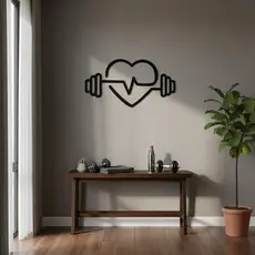 Quadro decorativo aplique de parede academia coração batimentos em mdf 3mm c/ dupla face