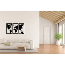 Painel 3 quadros  Mapa Mundi Decorativo Para Parede Mdf 3mm + Fita dupla face