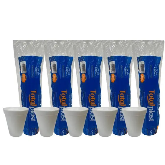 Copo De Isopor Térmico 180ml Totalplast Kit 5 Pacotes c/ 20 Unidades Descartável