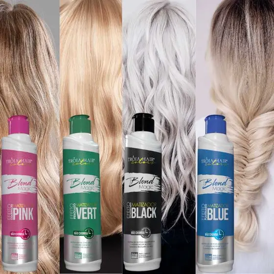 Máscara Matizadora Profissional Blond Magic - Efeito Desamarelador Profissional Tróia Hair