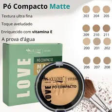 PÓ COMPACTO MATTE À PROVA D’ÁGUA MAX LOVE 10G — ALTA COBERTURA E LONGA DURAÇÃO