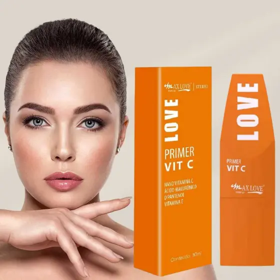 PRIMER VITAMINA C MAX LOVE — ILUMINADOR FACIAL E FIXADOR DE MAQUIAGEM