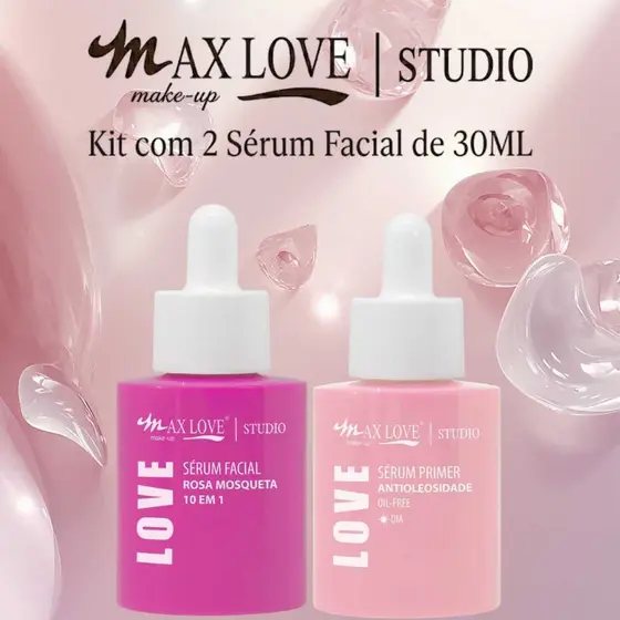 Kit 2 Sérum 30ml - Rosa Mosqueta 10em1, Antioleosidade - Max Love