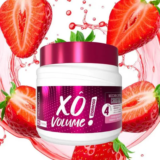 Redutor de Volume Xô Volume Morango 500g - Tróia Hair Brilho e Redutor de Volume