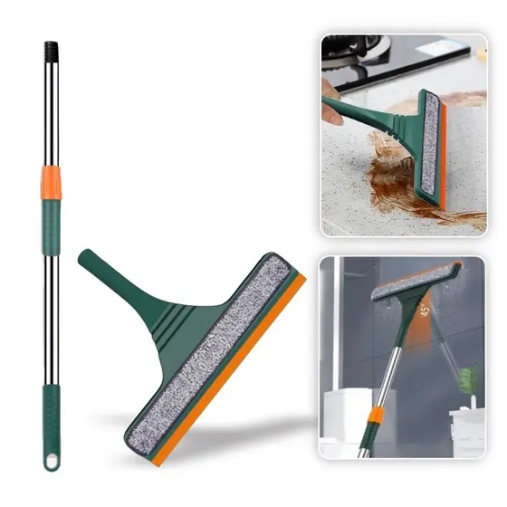 Vassoura Mágico Rodo Mop para Limpeza de Casa Cozinha Banheiro Quintal (4 em 1) Cabo Flexível Grande/Rodo Limpa Vidros Cabo De Uso Profissional Extensível 2 Em 1