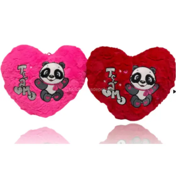 Coração de Pelucia médio panda te amo dia dos namorados vermelho 45 cm