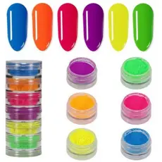 Kit 6 Pó coloridos Neon pigmento fluorescente