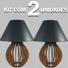 Kit 2 Abajur Cúpula Preto Luminária de Mesa Cabeceira Quarto Sala Escritório Decoração Bivolt