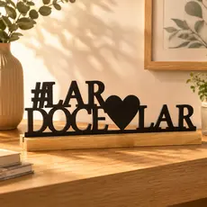 Frase Lar Doce Lar Madeira Pinus Decorativa Enfeite de Mesa Nicho Casa Decoração Estante