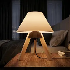 Kit 2 Luminária Abajur de Mesa Dubai Cabeceira Madeira Pinus Quarto Bivolt E27 Decorativo