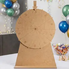 Roleta de Sorteio 50 cm Madeira Brinde Brincadeira Festa Jogo Dinâmica Premiação Decoração