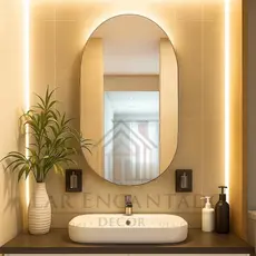 Espelho Oval Decorativo Lapidado 80x50 cm e 50x40 cm Acompanha Fita Dupla Face (SEM LED) - ENVIO IMEDIATO