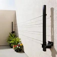 Varal Retrátil de Parede Dobrável 2 Hastes + Corda 20M Reforçada e Kit de Instalação Varal de Roupa