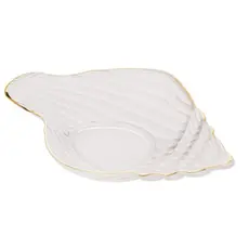 Concha Petisqueira Decoração de Vidro com Borda Dourada