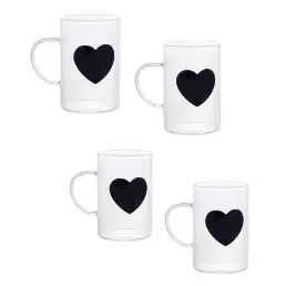 Caneca de Vidro Black Heart Coração 280ml