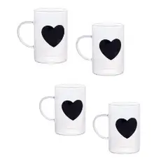 Caneca de Vidro Black Heart Coração 280ml