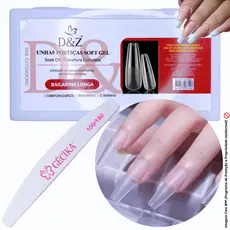 Unha Postiça Soft Gel Fosca D&Z Com 260 Unidades Tips de Gel Unhas Posticas Softgel Bailarina D&Z MBS-808
