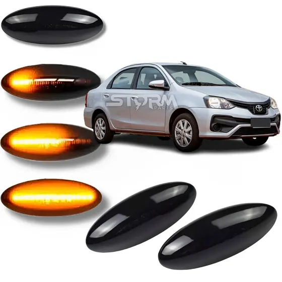 Par Pisca Seta Sequencial Toyota Etios Hatch e Sedan e Corolla Lanterna sinal repetidor Led Dinâmica para-lama dianteiro