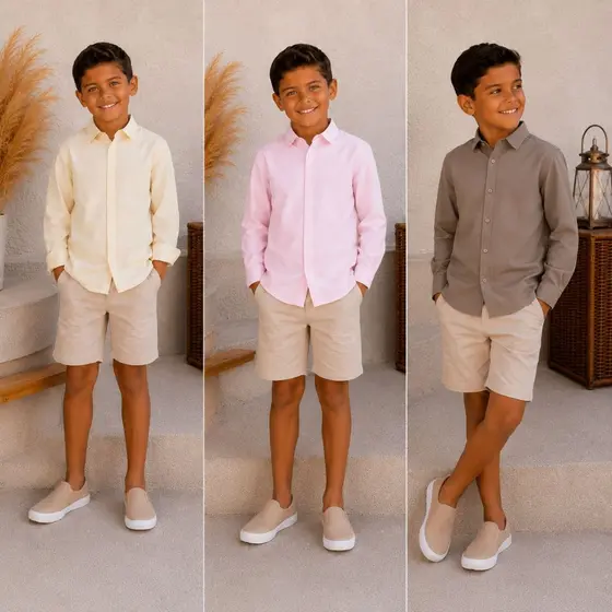 Camisa Infantil Social Manga Longa Algodão com Elastano Premium Igreja Formatura Pronto Entrega