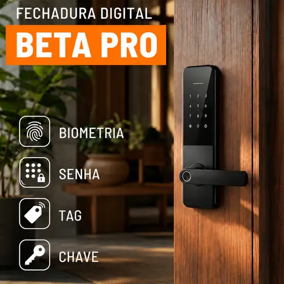 Fechadura Digital Eletronica Biometrica 5 em 1 Cartao Chave Acesso Bateria Pilha Senha Cartão