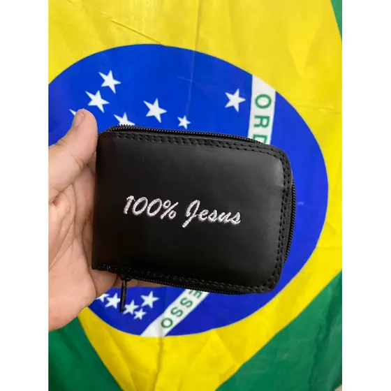Carteira zíper porta documento com mensagem cristã