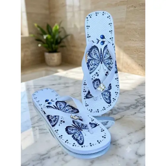 Chinelo Feminino Borboleta   Leve Macio Antiderrapante