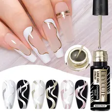 LILYCUTE 1Pc 5Ml Linha De Arte De Unhas De Prata Gel De Polimento Semi Permanente Uv/Led Pregos De Pintura Desenho Diy De Verniz Forro