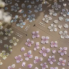 Flores Florescendo Cereja Sakura Vivendo Pêssego Ramo Macio Alívio Primavera Adesivo Arte Do Prego Chique Manicure Decal