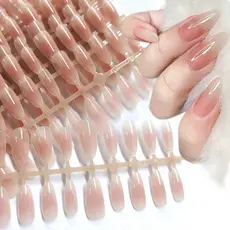 30 Pçs Imprensa Em Unhas Falsas Mel Pêssego Blush Amêndoa Oval Caixão Suaves Dicas De Dedo