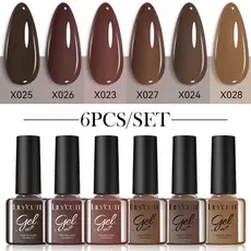 LILYCUTE 6 Cores Conjunto De Esmaltes Em Gel De Esmalte Todas As Estações Arte De Unhas Embeber Kit LED Manicure Para
