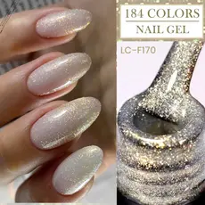 LILYCUTE Unha Gel Polonês Glitter Cor Nail Art Manicure Soak Off LED UV Vernizes Para Unhas 7ML Gold Glitter Gel Polish