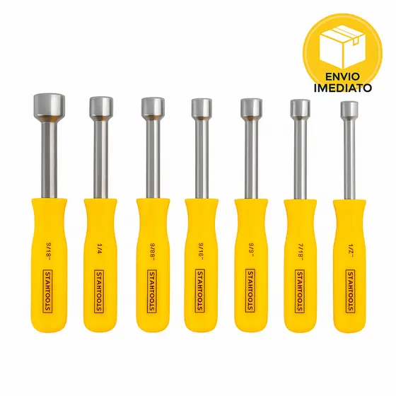 Jogo de Chaves Canhão 7 Peças Startools Profissional 3/16" a 1/2" – Mecânica, Elétrica e Manutenção