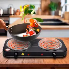 Fogão Elétrico 2 Bocas Panela Camping Assadeira Pequeno Mini Grill Aquecimento Chapa Cozinha
