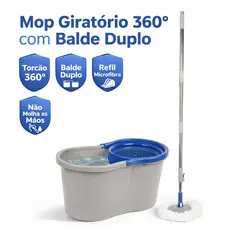 Mop Balde Centrifuga Rodo Esfregão Cesto em Inox Giratório Com Alça Limpeza Facil Rapida Cozinha Casa