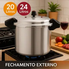 Panela de Pressão Grande  24L  20L  Profissional Fechamento Externo Restaurante Hotel Pousada Marmita