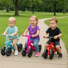 Bicicleta De Equilibrio Infantil Sem Pedal 4 Rodas Andador Bebe Menino Menina Rosa Vermelho Azul