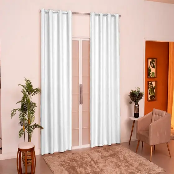 Cortina Quarto e Sala Antonella 2,00 x 1,80m Branca com Ilhós