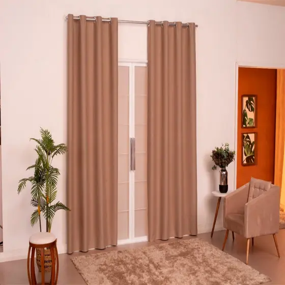 Cortina Quarto e Sala Antonella 2,00 x 1,80m Avelã com Ilhós