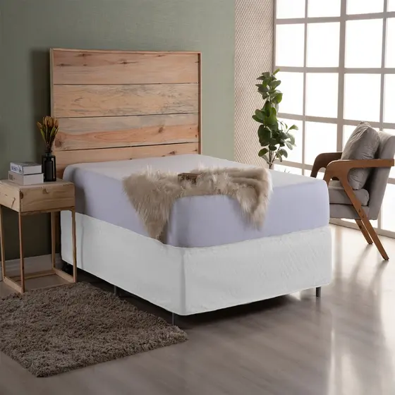 Saia Box Matelada com Elástico Solteiro Branco