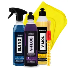 V-Mol Desengraxante V-Floc Shampoo Blend Cera Automotiva Com Pincel e Microfibra