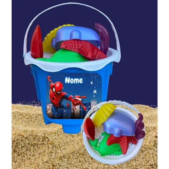 Baldinho de Praia Homem Aranha Personalizado - Brinquedo para Crianças Água, Mar, Praia