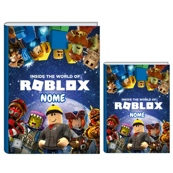 Kit 2 Cadernos Personalizado Roblox - Grande e Mini - 96 folhas