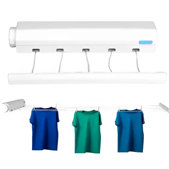 Varal Retrátil Recolhível Roupas Toalhas Casa Decoração Resistente Reforçado 3 Metros