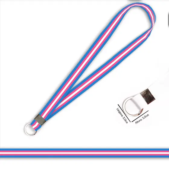 Cordão personalizado Bandeira LGBT Orgulho Trans para crachá ou chaveiro com Argola Italiana