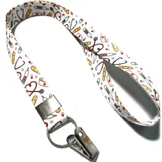 Cordão para Crachá tema Enfermagem, Enfermeiro, Medicina e Médicos Branco C0391P com Jacaré