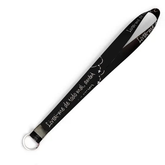 Cordão personalizado Livrai-me de todo mal, amém! para crachá ou chaveiro com Argola Italiana