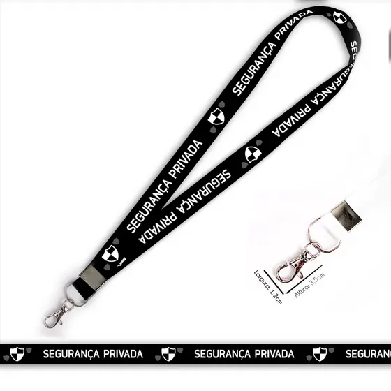 Cordão personalizado Segurança Privada para crachá ou chaveiro com Mosquete