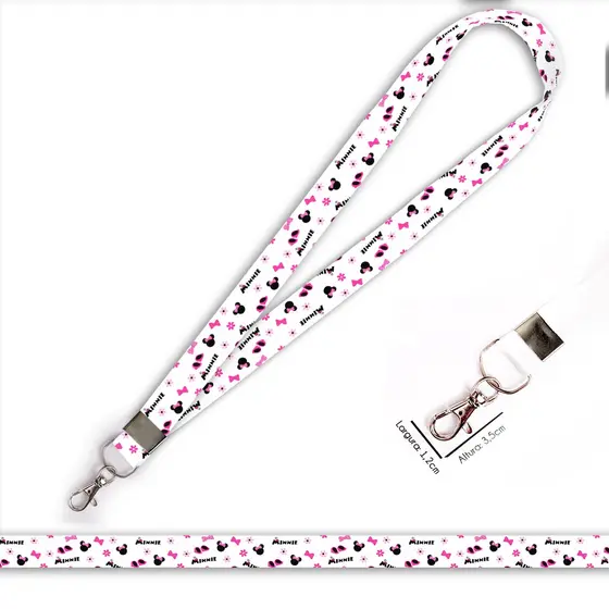 Cordão personalizado Minnie para crachá ou chaveiro com Mosquete